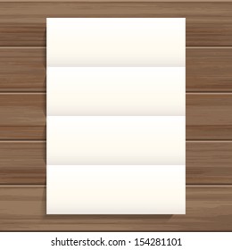 White sheet of paper on wood background - Vector illustration