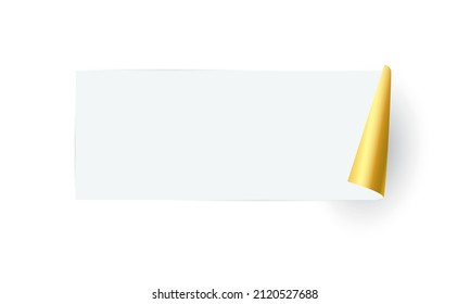 Weißes Blatt Papier mit Seitencurl und Schatten auf weißem Hintergrund