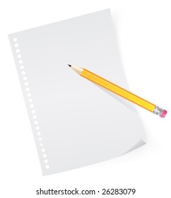 white sheet of paper and pencil