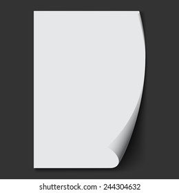 White sheet of paper. Realistic black background. Vector illustration eps10
