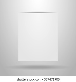 White  sheet of paper with the shadow on a grey background
