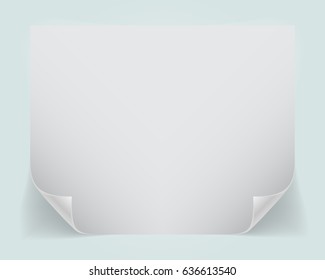 White sheet of paper with shadow on blue background.