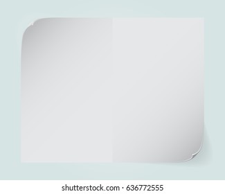 White sheet of paper with shadow on blue background.