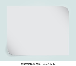 White sheet of paper with shadow on blue background.