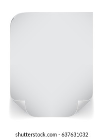 White sheet of paper with shadow on white background.