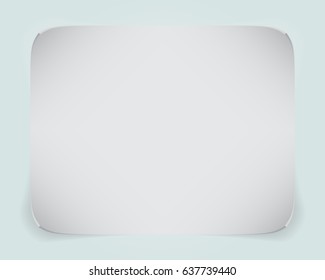 White sheet of paper with shadow on blue background.