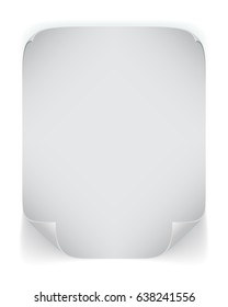 White sheet of paper with shadow on white background.