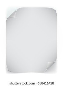 White sheet of paper with shadow on white background.