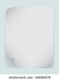 White sheet of paper with shadow on blue background.