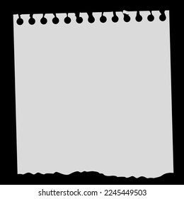 hoja blanca de papel rota de un bloc de notas