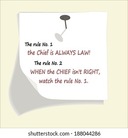White sheet of paper with two basic rules for office worker.