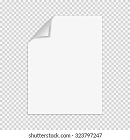 White sheet of paper.Realistic