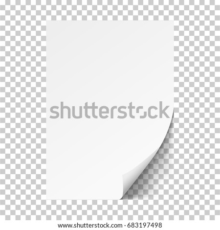 White sheet of paper.Realistic vector on transparent background EPS10