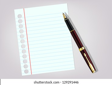 white sheet and a pen on a light background