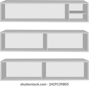 colección de estantes blancos aislados sobre un fondo blanco