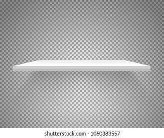 Estante blanca aislada sobre un fondo transparente. Ilustración en capas