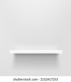 White shelf on a white wall. 3d style vector mockup