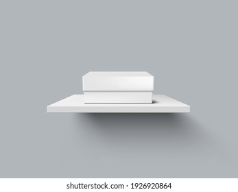 Estante Blanco En La Pared Con Caja Blanca En Ella. Vector EPS10