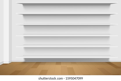 white shelf on the wall in the room