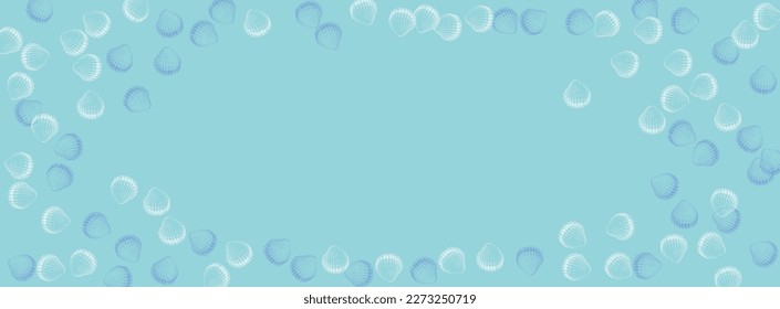 White Shell Background Blue Vector. Snail Isolated Texture. Cute Graphic. Navy Starfish Creature Set.