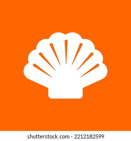 White shell on orange background