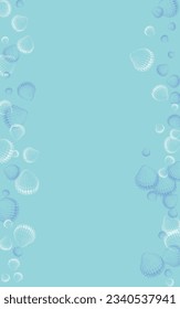 White Shellfish Background Blue Vector. Scallop Decoration Set. Cartoon Graphic. Navy Shell Doodle Design.