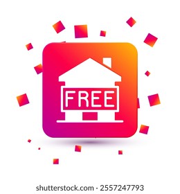 White Shelter for homeless icon isolated on white background. Emergency housing, temporary residence for people, bums and beggars without home. Square color button. Vector