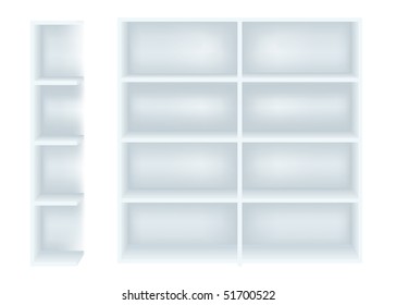 white shelves