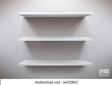 white shelves, eps10 vector