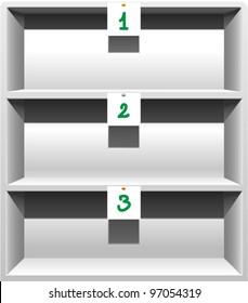 white shelves with numbers Vector illustration