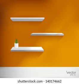 white shelves vector