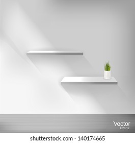 white shelves vector
