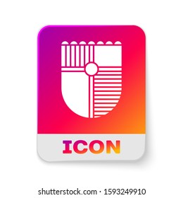 White Shield for game icon isolated on white background. Rectangle color button. Vector Illustration