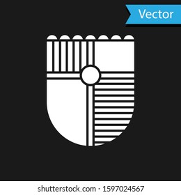 White Shield for game icon isolated on black background.  Vector Illustration