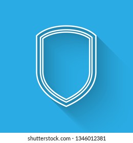 White Shield icon isolated with long shadow. Guard sign. Vector Illustration