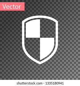 White Shield icon isolated on transparent background. Guard sign. Vector Illustration