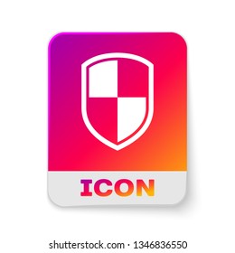 White Shield icon isolated on white background. Guard sign. Rectangle color button. Vector Illustration