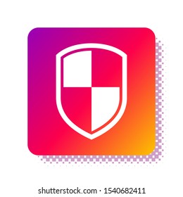White Shield icon isolated on white background. Guard sign. Square color button. Vector Illustration