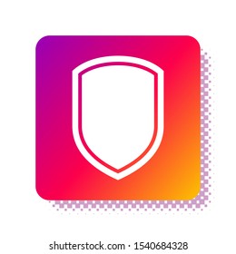 White Shield icon isolated on white background. Guard sign. Square color button. Vector Illustration