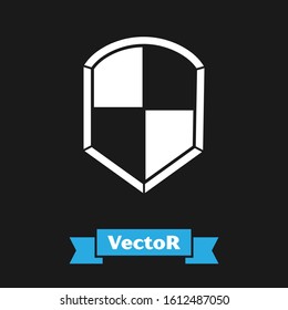 White Shield icon isolated on black background. Guard sign. Security,  privacy concept.  Vector Illustration