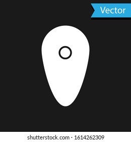 White Shield icon isolated on black background. Guard sign. Security, safety, protection, privacy concept.  Vector Illustration