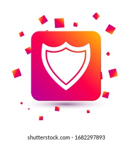 White Shield icon isolated on white background. Guard sign. Security, safety, protection, privacy concept. Square color button. Vector Illustration