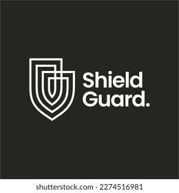 white Shield Protector Security Outline Logo Vector Icon Illustration