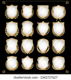 white shield shiny vector collection