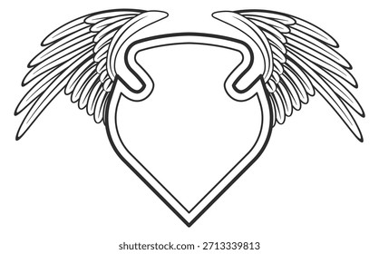 A white shield with wings on it