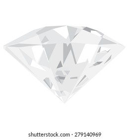 White, shimmering diamond vector isolated. Luxury jewelry. Brilliiant gemstone 