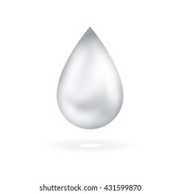 Weißes leuchtendes Schlagsymbol.  Vektorgrafik. Glossentropfen, reine Essenz, Sahne einzeln