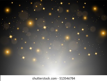 White shining with golden sparkles flying Vector Illustration