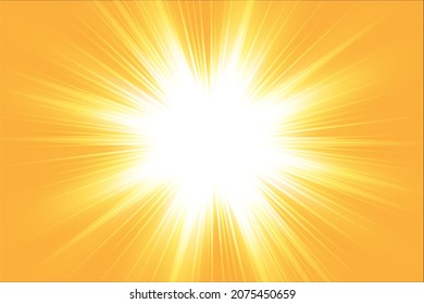 White shining sun on orange background