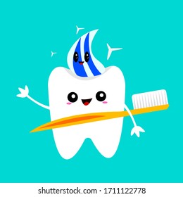 diente blanco brillante con un peinado de pasta dentífrica contiene un concepto de cepillo de color naranja brillante de objeto higiénico y odontológico sobre un fondo azul